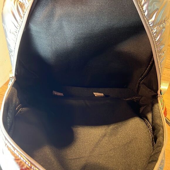 Anthropologie x Bari Lynn Neon Rainbow Swirl Silver Puffer Backpack-NEW main image 4